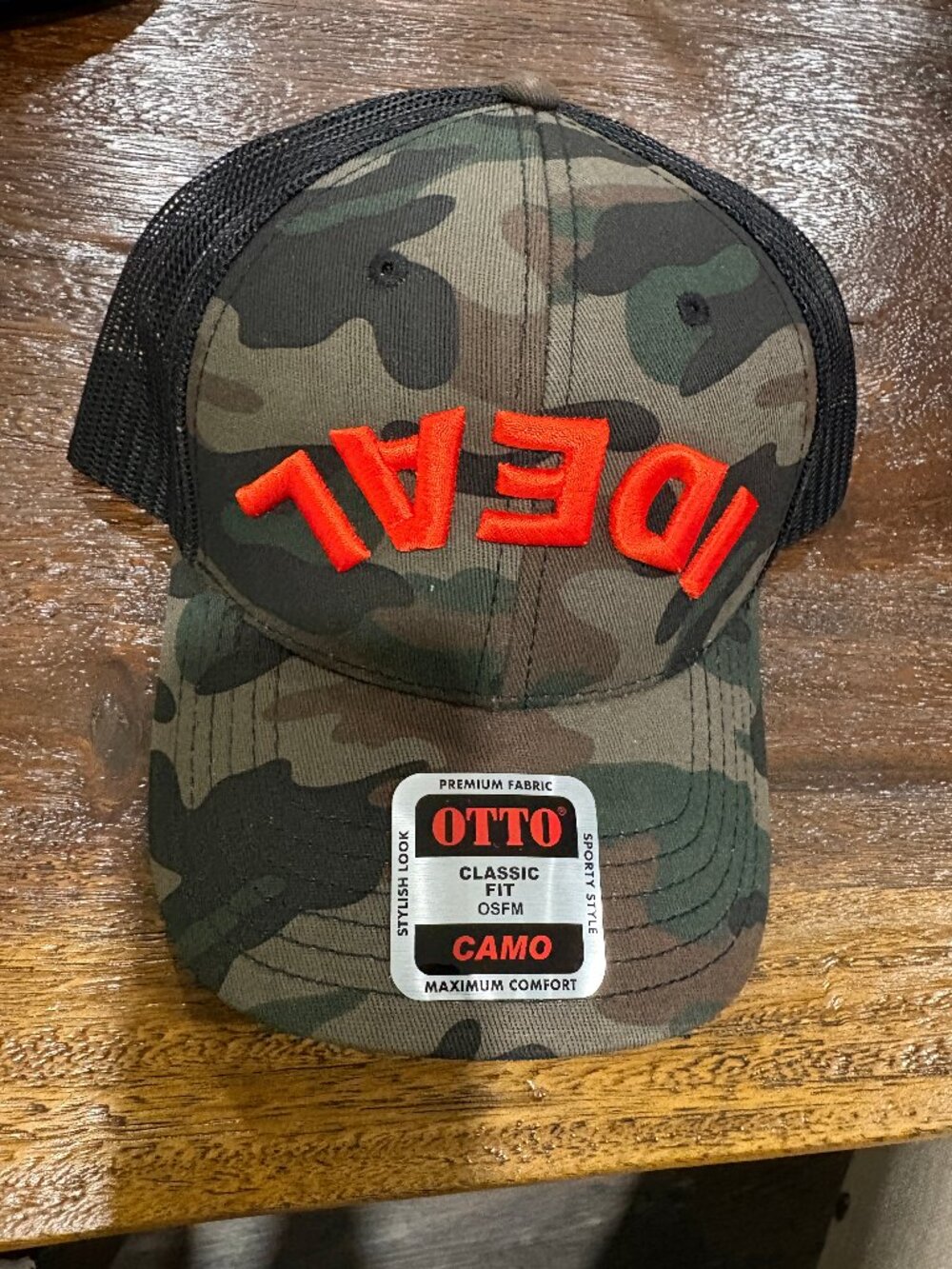 OTTO Classic Fit Camouflage Upside Down IDEAL Orange trucker baseball hat cap